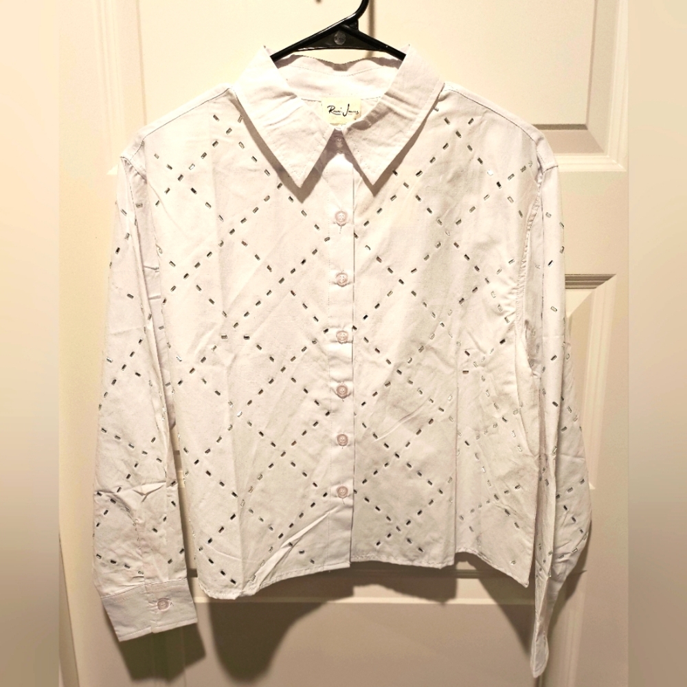 Women's Remi James Button-Up Woven Shirt, Size Small